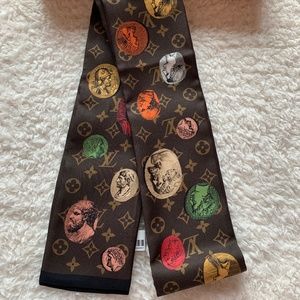 Louis Vuitton x Fornasetti Brown Monogram Headband Silk Scarf